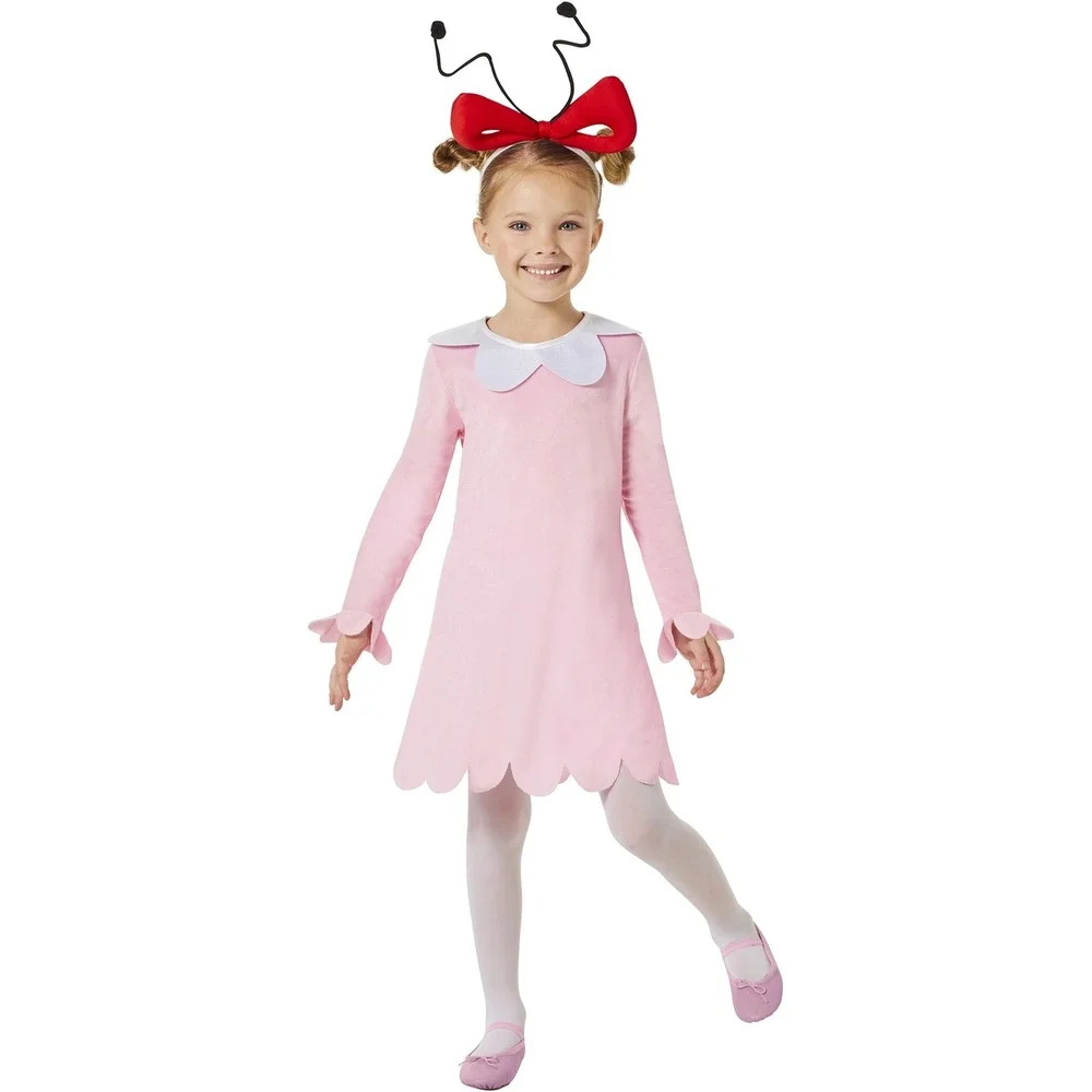 Dr Seuss Cindy Lou Who Costume Toddler Girls 2T Dress Headband Grinch NIB